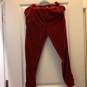 Orange velvet sweat suit